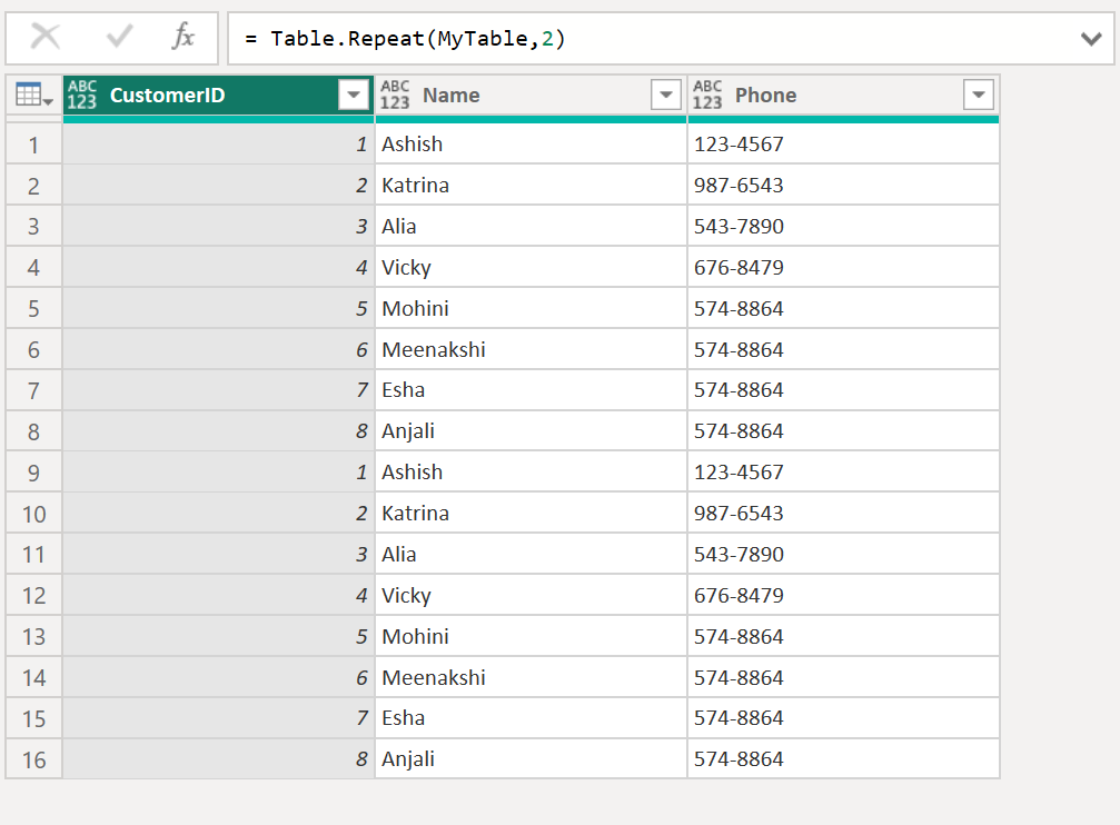 Table.Repeat function in Power Query