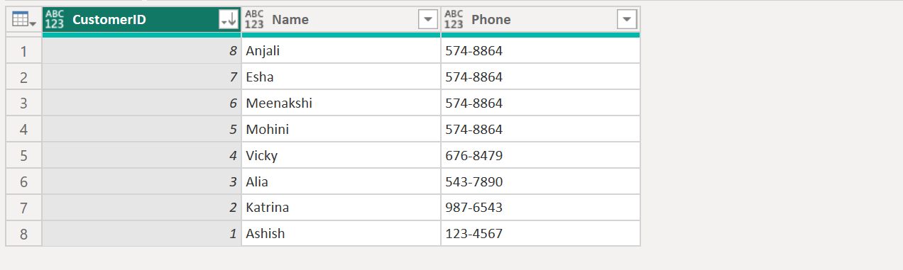 Table.Sort function in Power Query