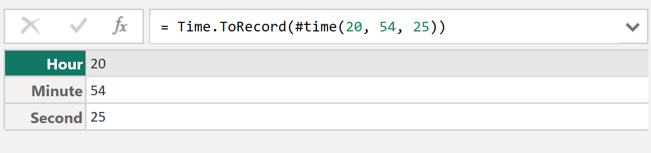 Time.ToRecord function in Power Query Time.ToRecord function in Power Query