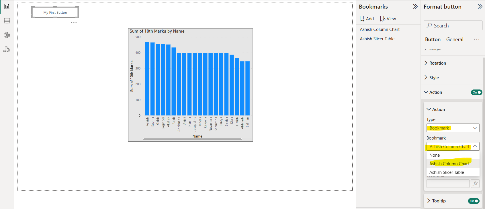 Assign Bookmarks in Power BI