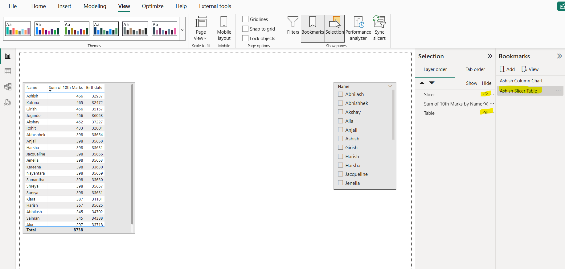 Bookmarks in Power BI