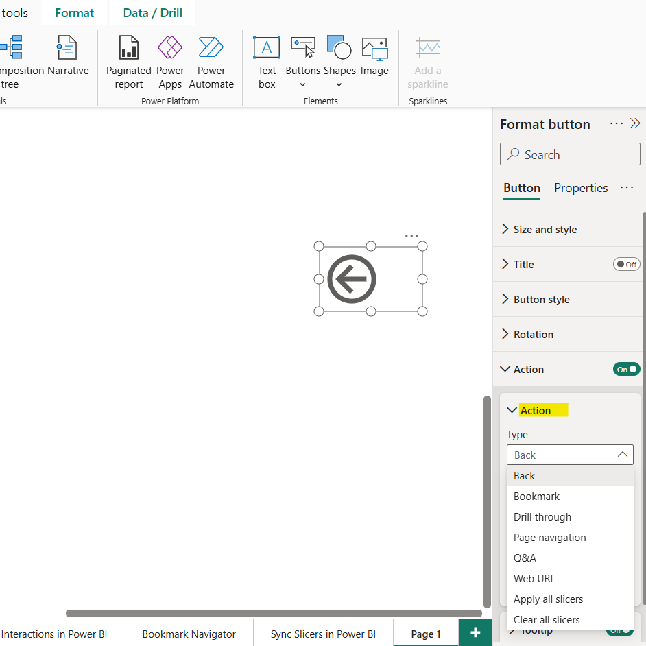 Buttons in Power BI Desktop