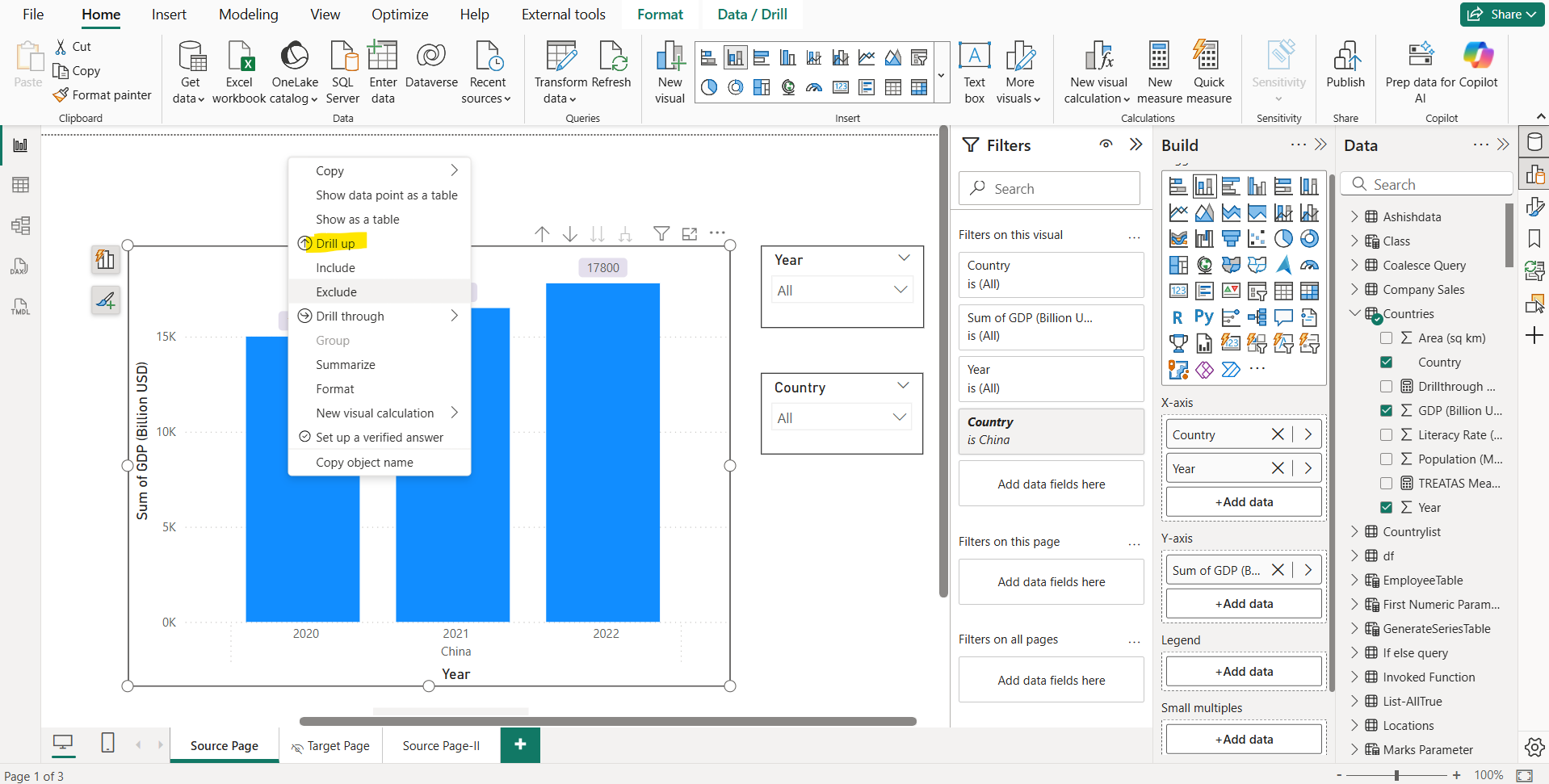 Drill up and down in Power BI Drill up and down in Power BI