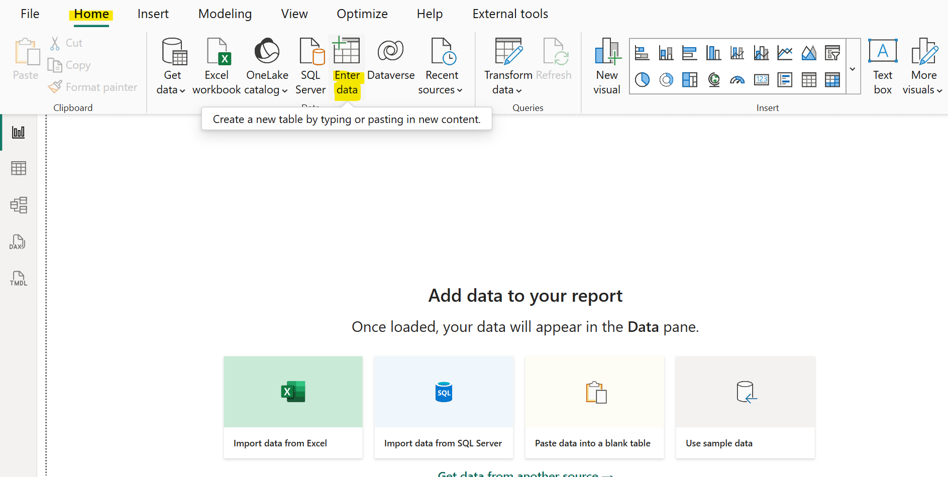 Enter data in Power BI Enter data in Power BI