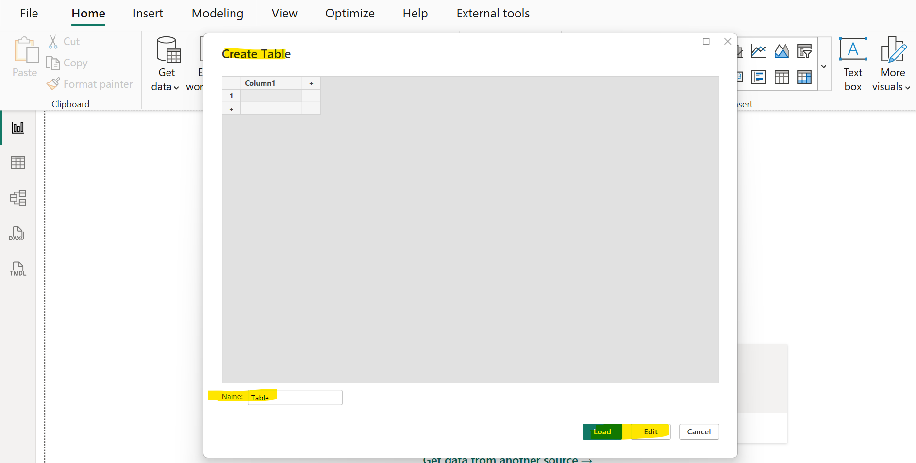 Enter data in Power BI Enter data in Power BI