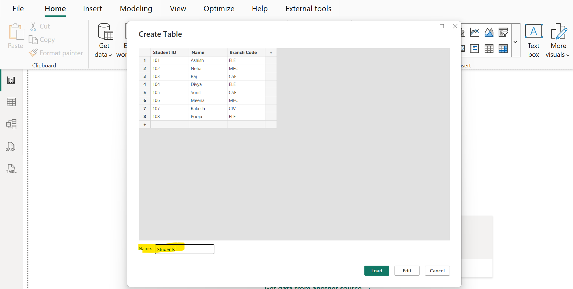 Enter data in Power BI Enter data in Power BI