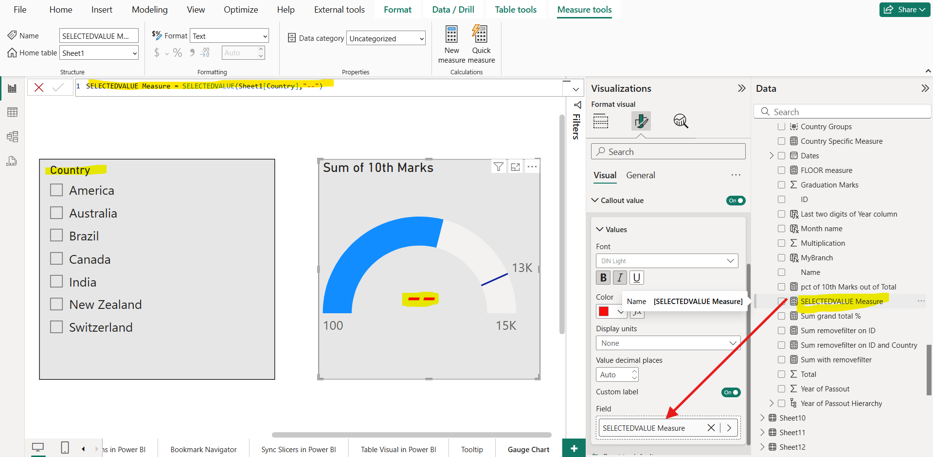 Gauge chart in Power BI