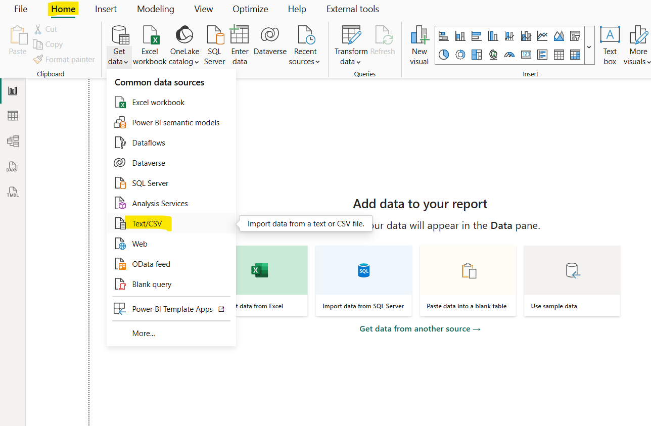 Get data from CSV file in Power BI Get data from CSV file in Power BI