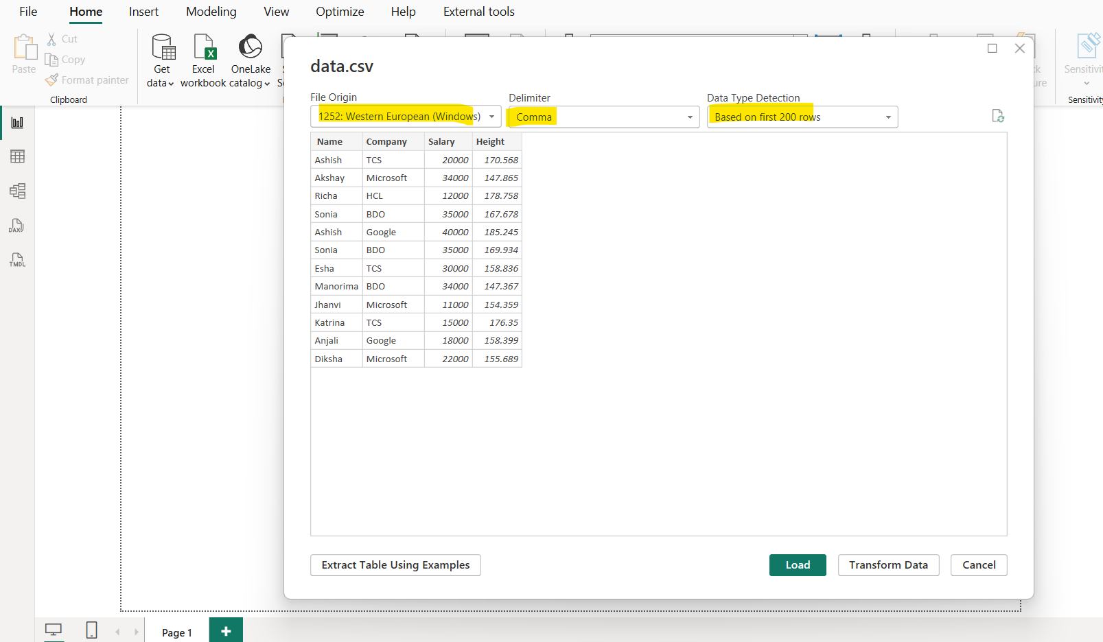 Get data from CSV file in Power BI Get data from CSV file in Power BI