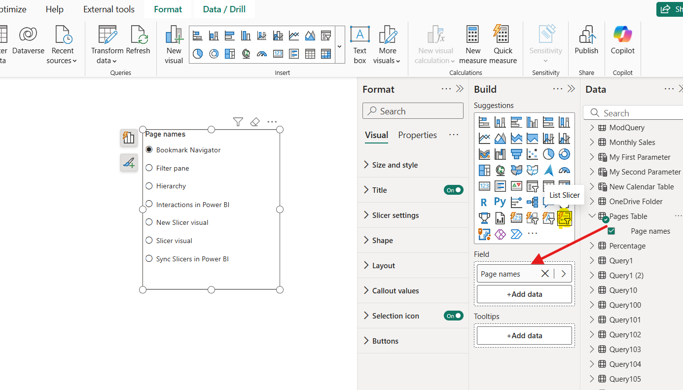 List Slicer in Power BI List Slicer in Power BI