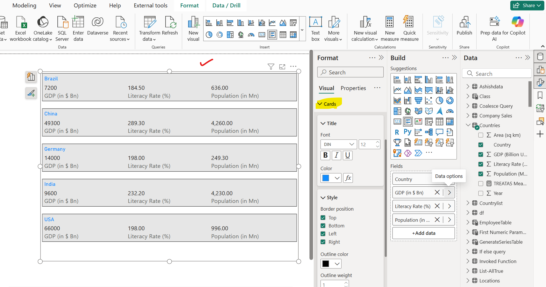 Multi-row Card visualization in Power BI