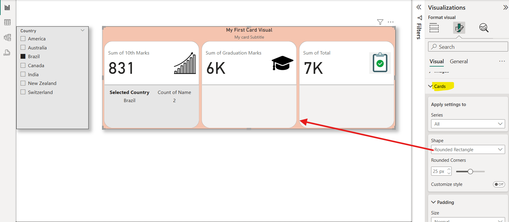 New Card visualization in Power BI
