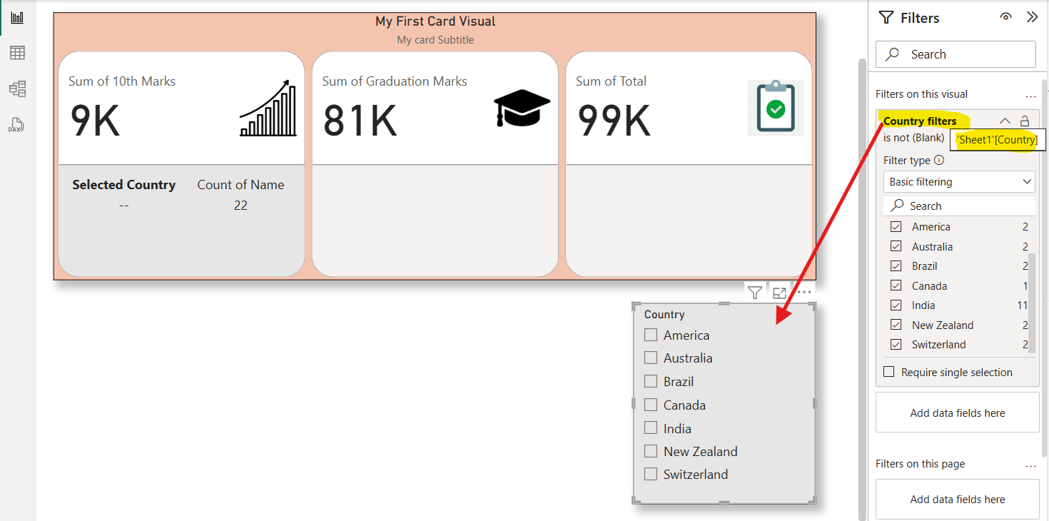 Filters Pane in the Power BI Filters Pane in the Power BI