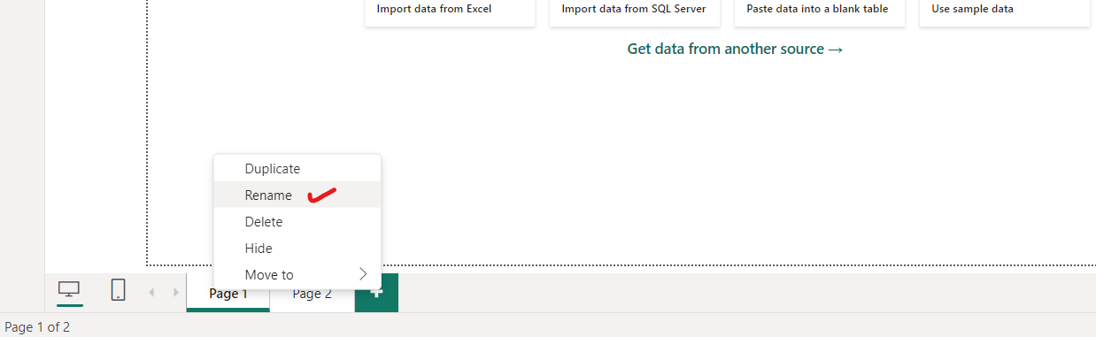 Rename Page in Power BI Desktop