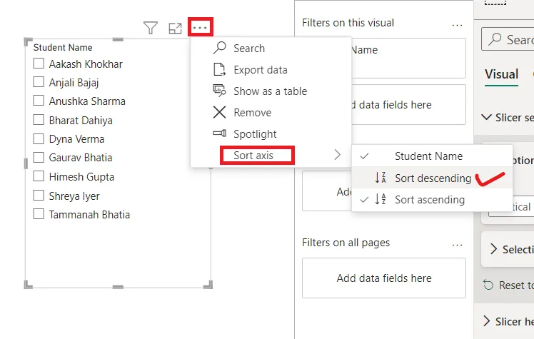 Slicer - A Filter in Power BI