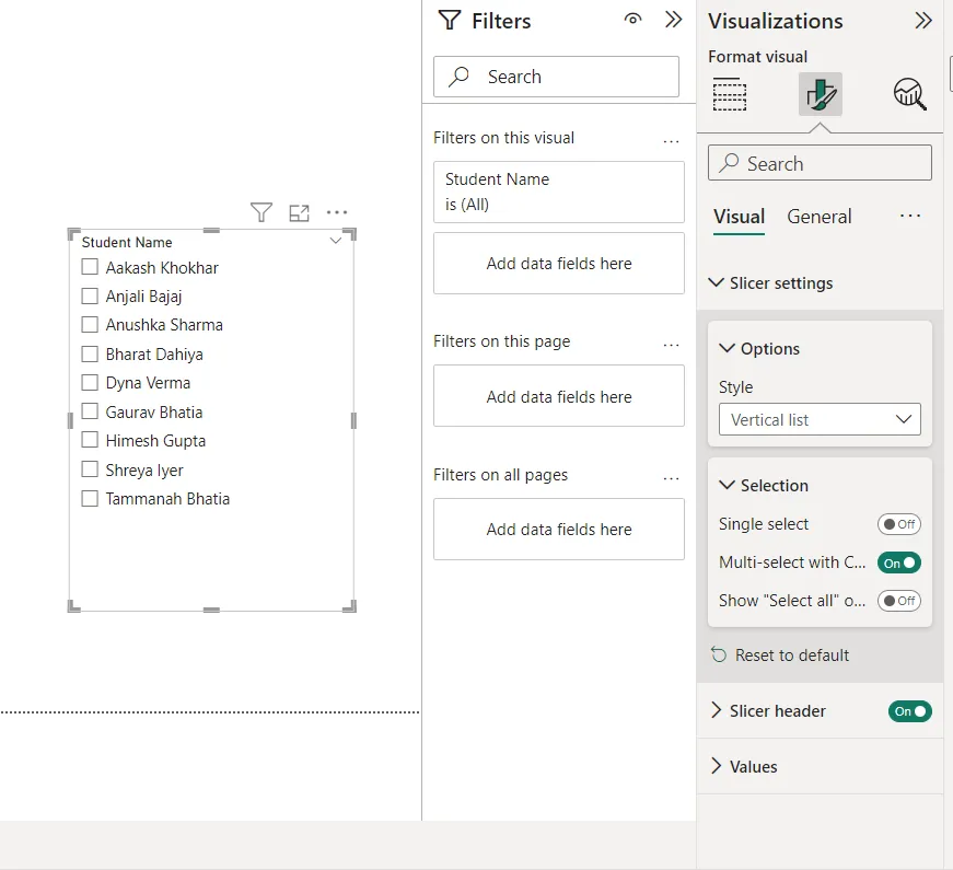 Slicer - A Filter in Power BI