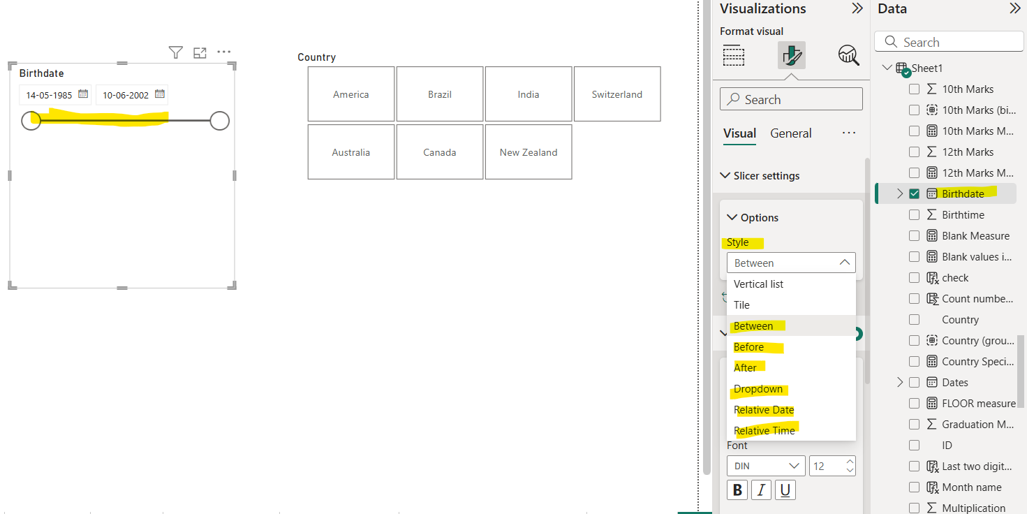 Slicer visual in Power BI