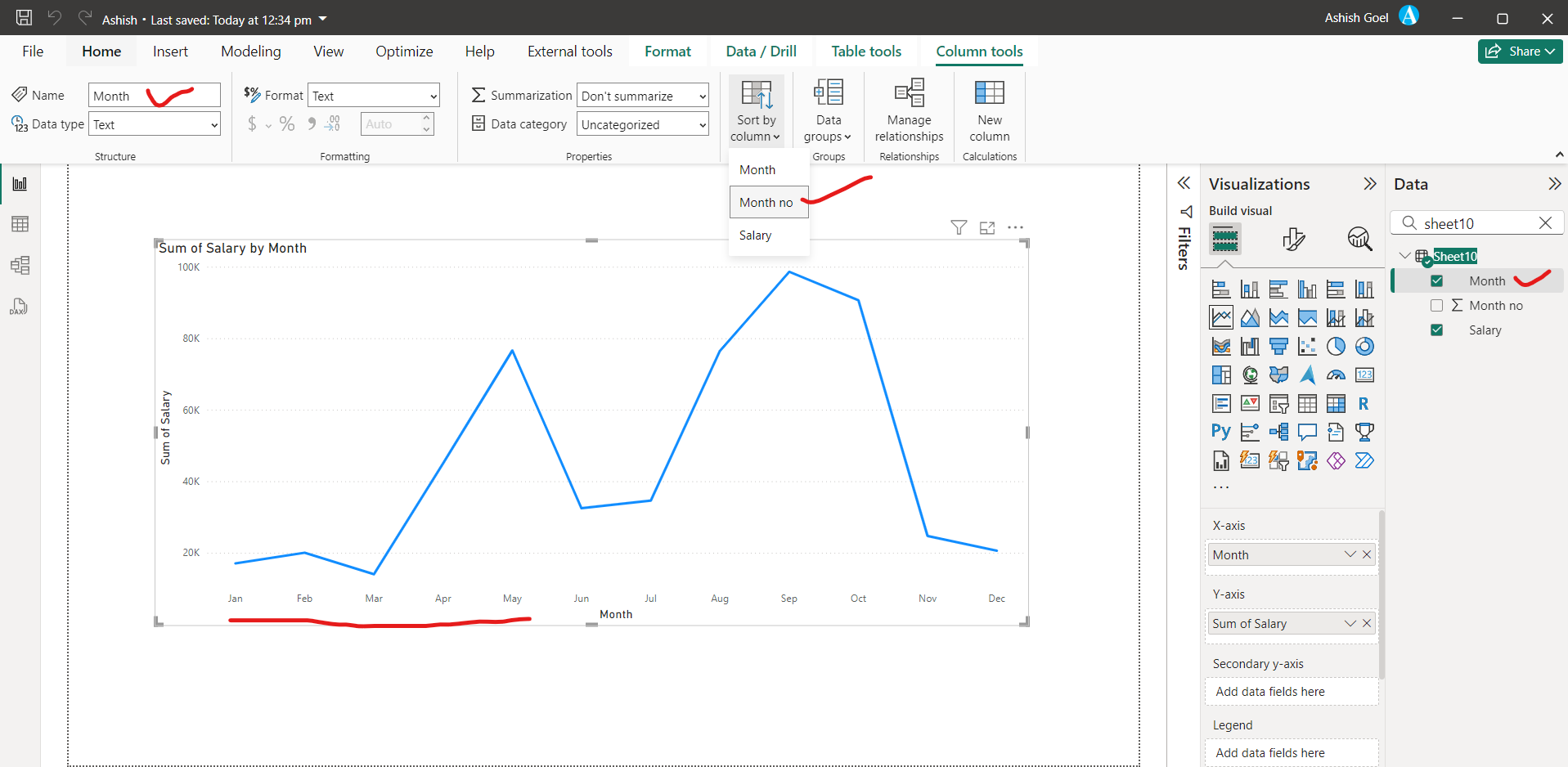 Sort by column in Power BI