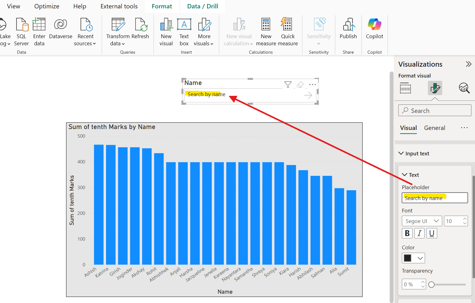 Text Slicer visual in Power BI