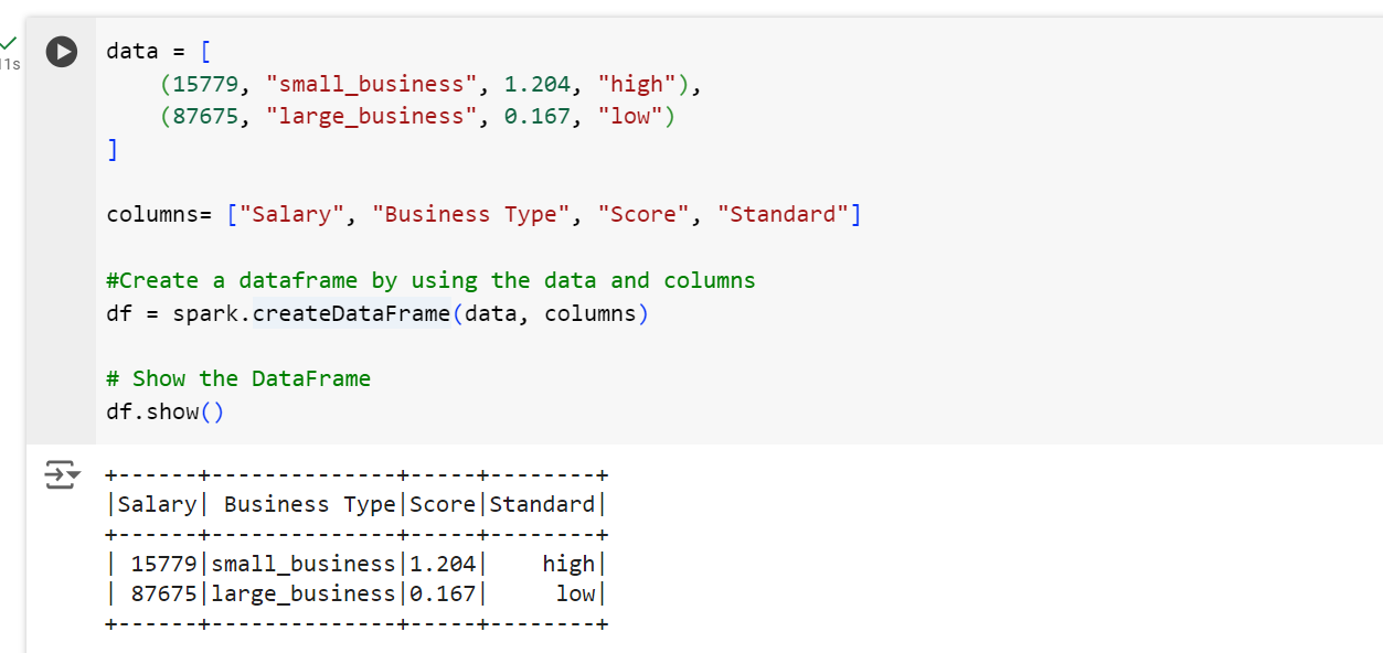 Create a Dataframe in PySpark