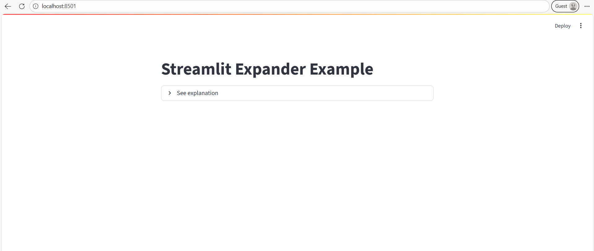 Expander method in Streamlit