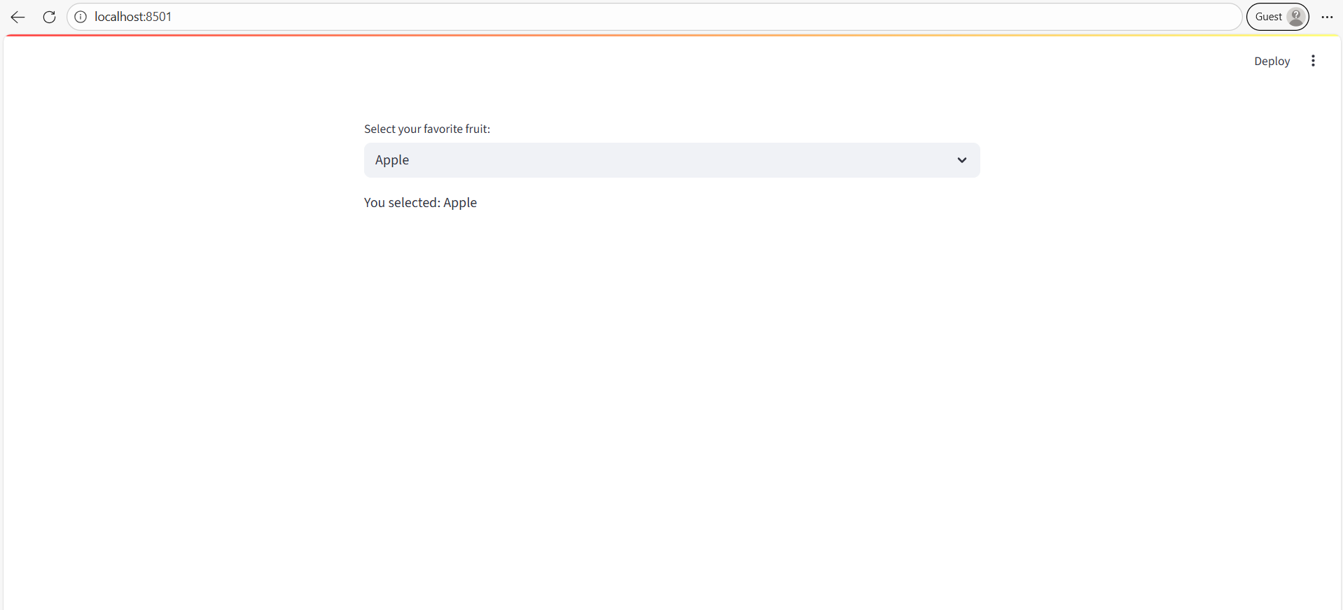 selectbox method in Streamlit