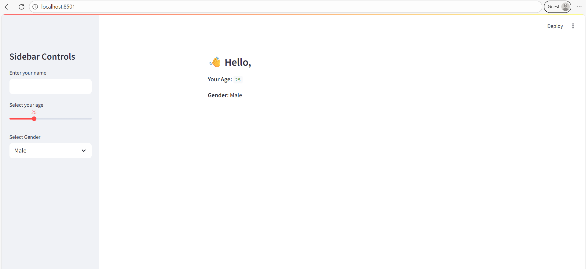 Sidebar in Streamlit