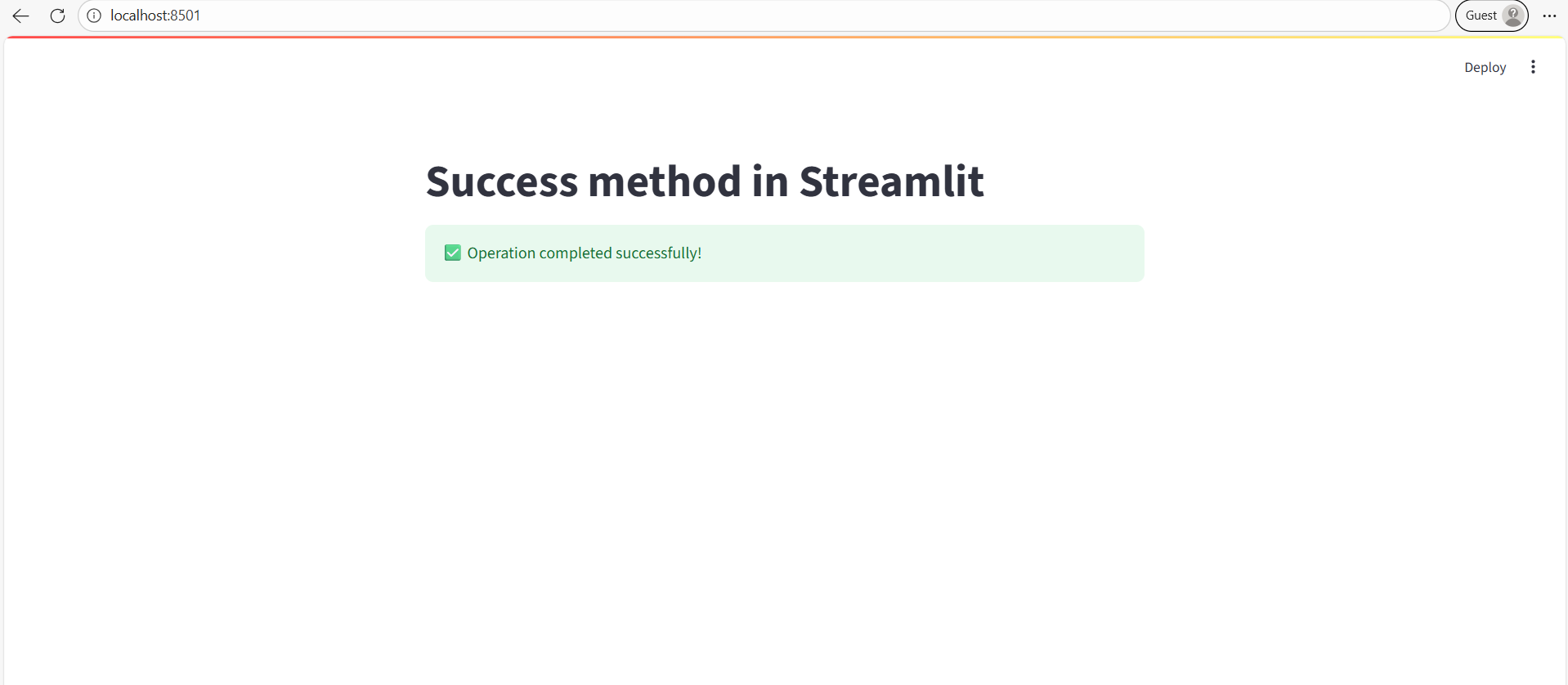 Success method in Streamlit
