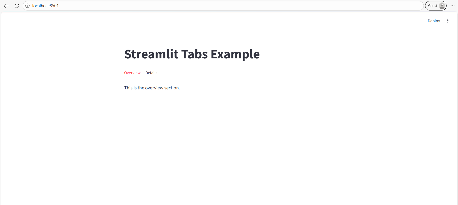 Tabs in Streamlit Tabs in Streamlit